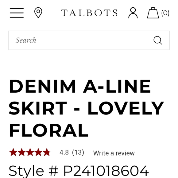 Talbot's Denim A- Line Floral Print Skirt - Picture 8 of 9